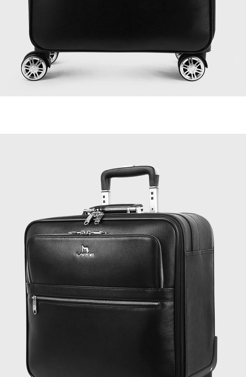 16" 20" Inch Genuine Top Layer Leather Built-in Wheels Trolley Luggage Business Travel Boarding Suitcase Bag Case (CY6855)