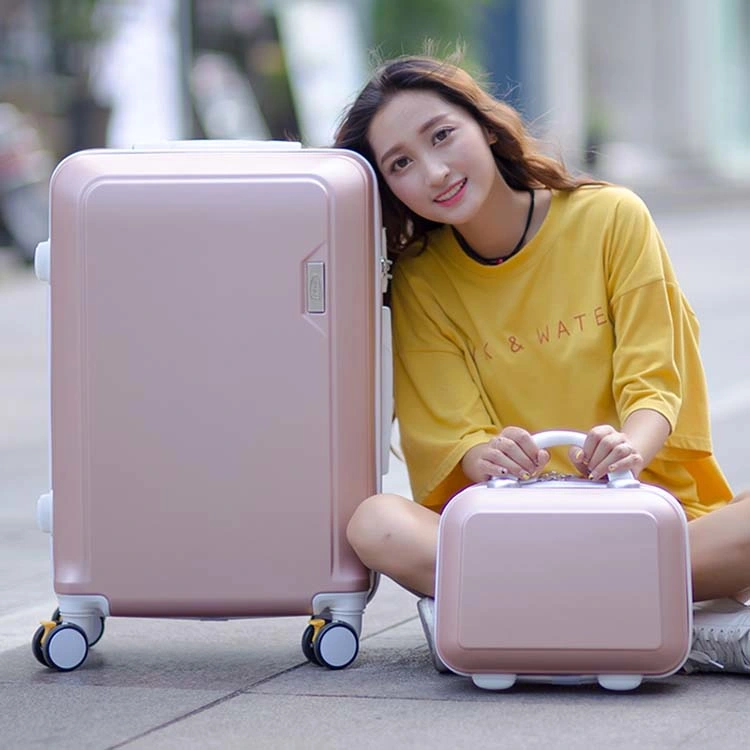 Fashion ABS Trolley Case Hardside Carry-on Luggage Set Women Handbag Cosmetic Bag