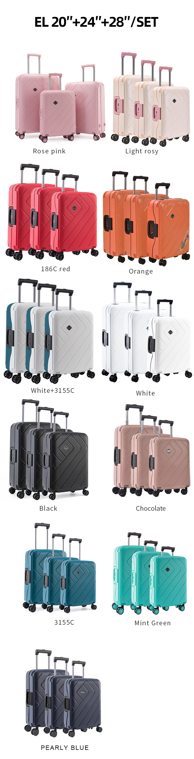 Luggage & Travel Bags Hot Sell Light Weight Coded Lock Fashion Light Eco-Friendly PP Case