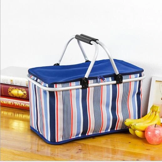 Portable Cooler Bag Large Capacity Folding Picnic Basket Portable