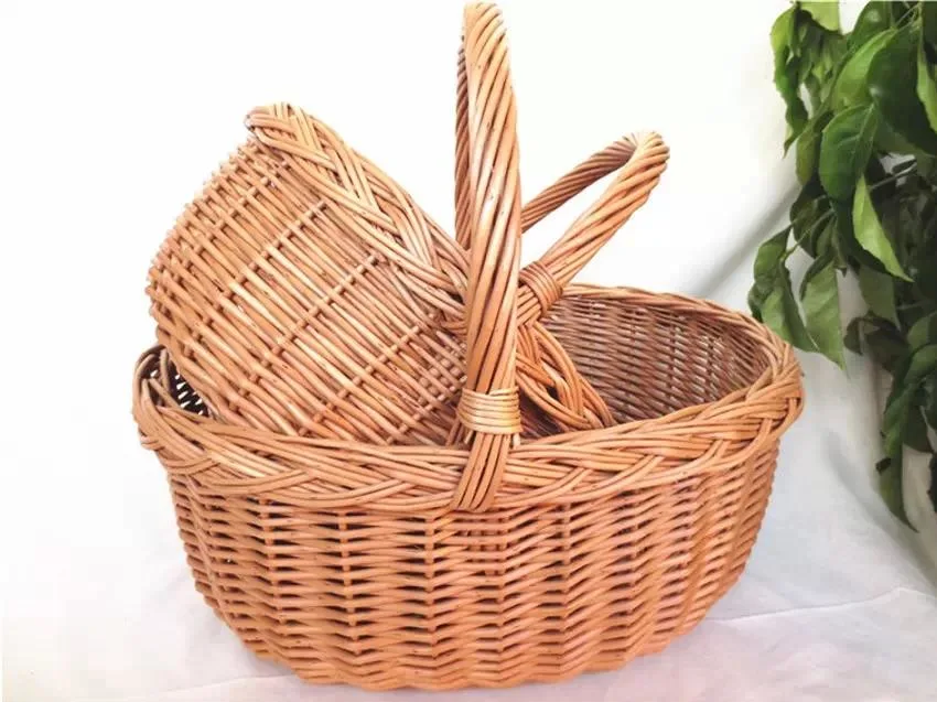 Customized Eco-Friendly Handmade Rectangular Steamed Willow Basket for Picnic