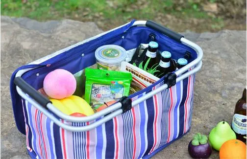 Portable Cooler Bag Large Capacity Folding Picnic Basket Portable