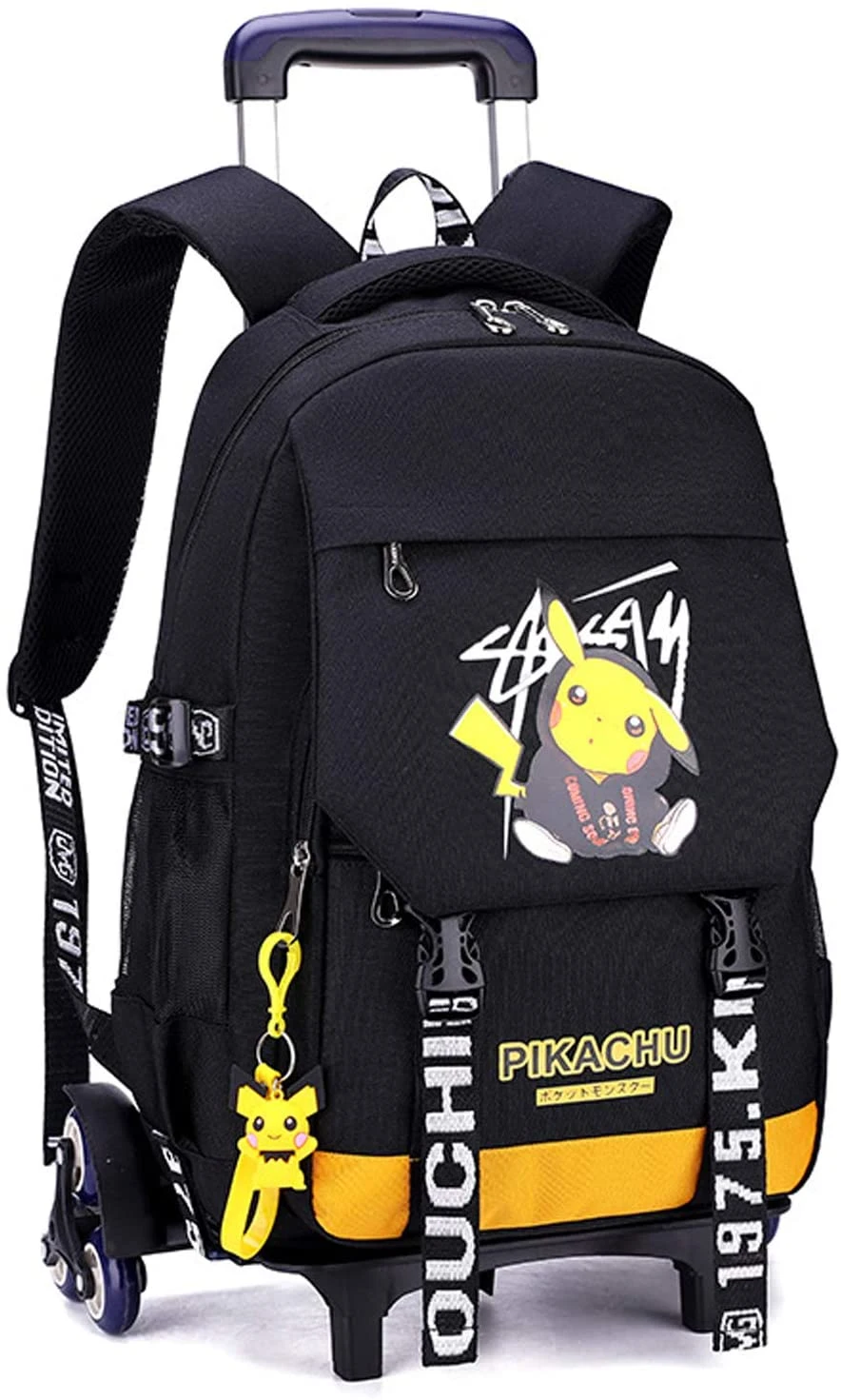 Pikachu Anime School Bags Student Oxford Cloth Vacation Backpack Travel Bag Luggage Trolley Case with Six Wheels Good Friend′ S Gift Laptop Backpack