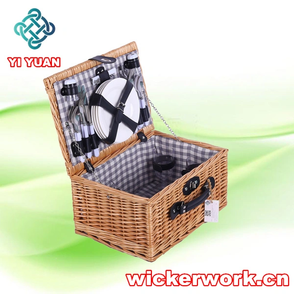 Romantic Picnic Time Hamper Basket Set Four Person Camping Gift