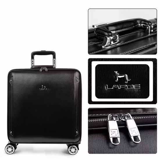 Echtes Oberschicht-Leder, 40,6 cm bis 50,8 cm Zoll, integrierte Räder, Trolley, Geschäftsreise, Schule, Gepäck, Boarding-Koffer, Tasche (CY3333)